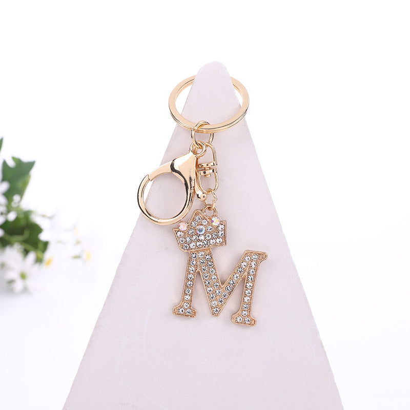 Wholesale Zinc Alloy Alphabet Rhinestone Keychain
